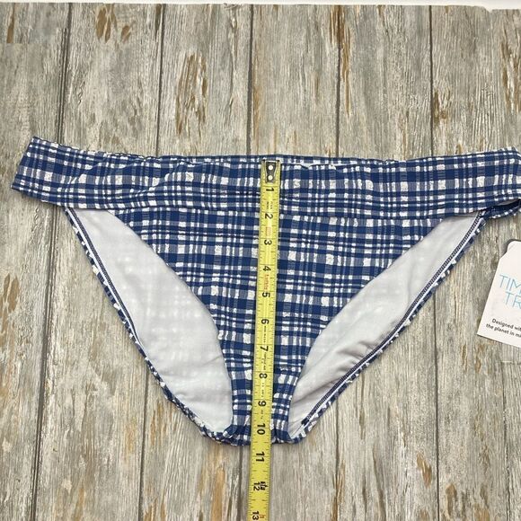 Women's Seersucker Mid Rise Bikini Swim Bottoms, Size XL - Picture 4 of 8